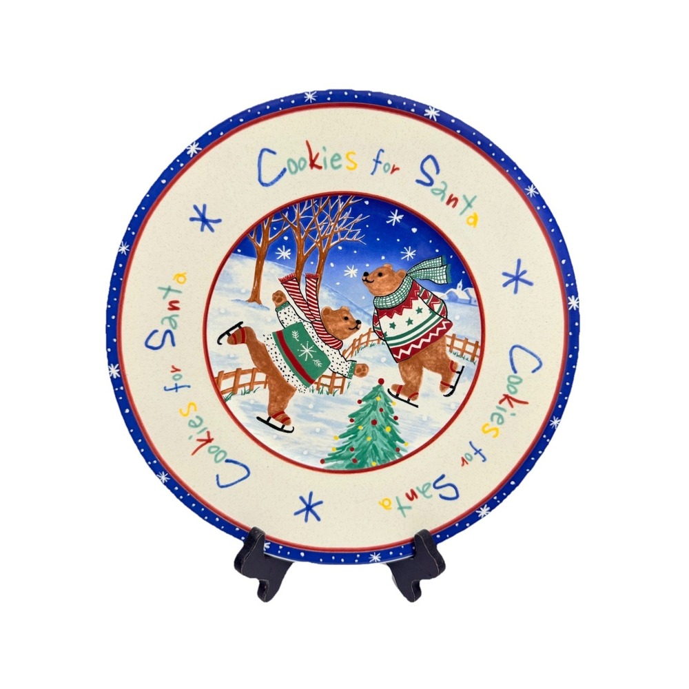 Skating Bears by Mikasa  Cookies For Santa Stoneware Platter #FX056 Discontinued
